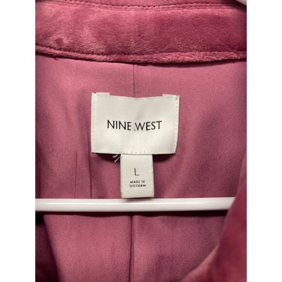 Nine West Pink Velvet Zip-up jacket cropped size large barbie girly feminine - Picture 2 of 7